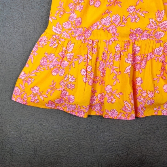J CREW Floral Tiered A Line Sun Dress Women’s 12 Orange Pink Colorful Vacation - Picture 7 of 12